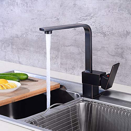 Robinets de Lavabo Cuisine Européenne Noire Ancienne Robinet Tournant Robinet Rétro Plat Évier Chaud Et Froid