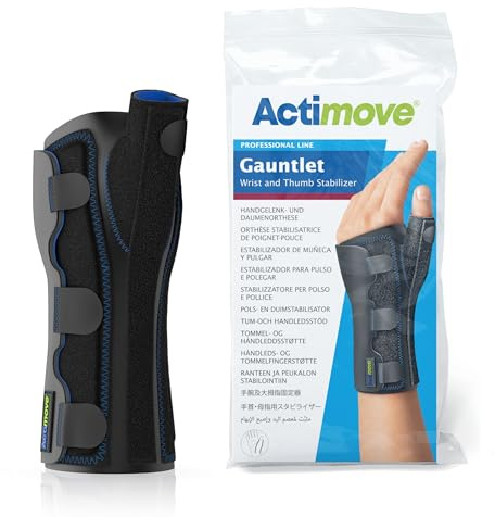 Actimove Professional Line Gauntlet, Wrist & Thumb Stabiliser, Medium | Black, Right or Left Wear