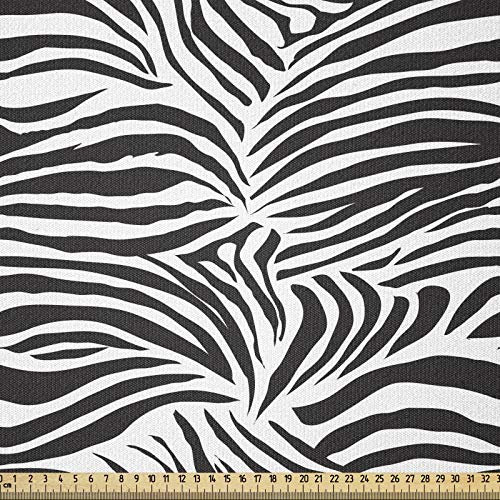 ABAKUHAUS Schwarz-Weiss Stoff als Meterware, Wilde Zebra-Linien, ausdehnbar mit Elestan für Heimwerkarbeiten und Näharbeiten, 3Meters, Weiß und Schwarz
