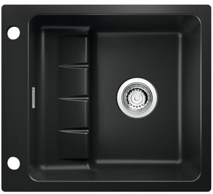 NABER 1091013 Einbauspüle flächenbündig PickUP F mit Premium-Drehexzentergarnitur, ab 600 mm Schrankbreite, Keramik, Nero