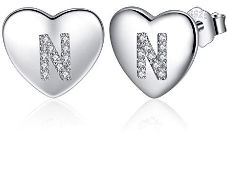 Jrêveinfini Buchstaben Ohrringe Silber 925 Stecker Damen Mädchen Kinder Teenager Frauen Klein, Herz Ohrringe Ohrstecker Hypoallergen Nickelfreie, Geschenke für Frauen Mädchen Mama