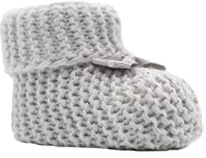 Weiche Babyschuhe gestrickt, Babychucks Unisex Strickschuhe, warme gehäkelte Stricksocken für Neugeborene 0-6M (Grau)