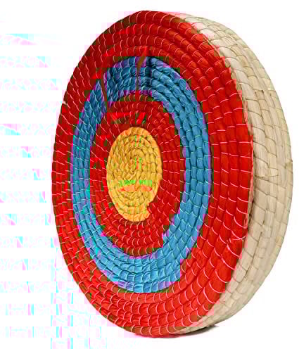 AUVIM Zielscheibe Bogenschießen Handgefertigtes Strohbogenziel für Recurvebogen Compoundbogen oder Langbogen 20Zoll Traditionelles Bogenpfeilziel für Kinder Jugend Erwachsene (Red 5 Layers)