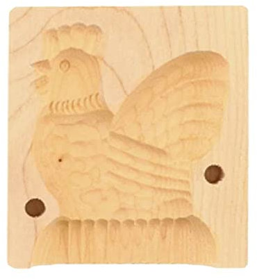 mitienda mit Liebe gemacht Moule à Beurre en Bois Motif Animalier Coq 2 Parties, Moule à Beurre Fait Main pour la décoration