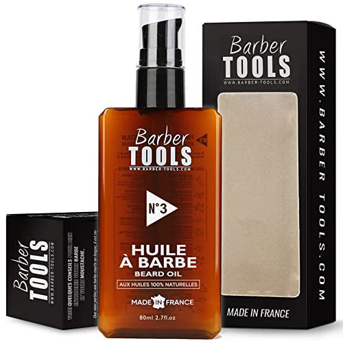 Huile Barbe | N°3 | aux huiles 100% naturelles - MADE IN FRANCE - Favorise la Pousse de la Barbe - À base d’Huile de RICIN, 7 Huiles Végétales & 3 huiles essentielles & Vitamine E (80 ml)