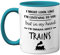 Stuff4 Steam Train Gifts for Men - in My Head I'm Thinking About Trains Mug - Funny Gifts for Spotting Enthusiasts, Spotter 11oz Ceramic Light Blue Handle Premium Mugs Novelty Cup