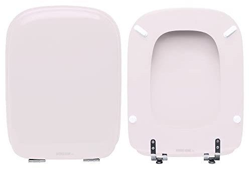HYDRO HOME - Copriwater Ideal Standard Conca Come Originale, Tavoletta WC Ideal Standard con Cerniere Inclinate Idonee, Coperchio Water Copri Water in Legno Rivestito (ROSA SUSSURRATO)