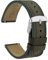 WOCCI 20mm Retro Leder Uhrenarmband für Herren und Damen, Ersatzarmband mit Silberne Schnalle (Armee Grün)