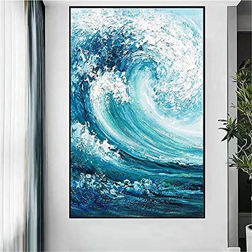 QITEX Abstrakte Bilder Leinwand 40x60cm (Kein Rahmen) Hyundai Schwere Textur Leinwand Gemälde Abstrakte Meereswelle Bild Wand Bilder Dekorgemälde Bilder Leinwand Wand Bilder Bild