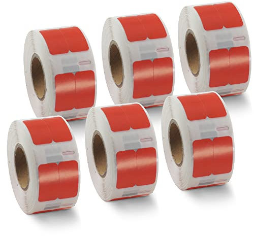 BETCKEY - 6 Rollen Rot Mehrzwecketiketten (Klein) Kompatibel mit DYMO 11353(S0722530), 13mm x 25mm, 6000 Farbige Etiketten für LabelWriter 450, 4XL NICHT passend 550 oder 5XL