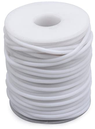 Crafans Cuerda de goma hueca de 4 mm con agujero de 2 mm para hacer joyas, manualidades, pulseras, cuerda de tejer tubular, color blanco