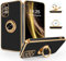 SouliGo Samsung Galaxy A52 Hülle, Samsung Galaxy A52S Handyhülle Slim weiche TPU Silikon Case Cover mit 360 Grad Ring Halter Ständer stabil Kratzfest Hülle für Samsung Galaxy A52/A52S Schwarz Gold