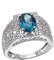 Epinki Echt Ring S925 Silber, Reben Verlobungsring mit Topas (Blau, Ovalschliff) Sterlingsilber Eheringe Pärchen Ringe Solitärring Zirkonia für Damen, Silber, Gr.47