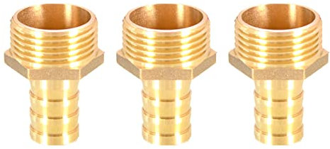 TopHomer Verbindungsstück für Schlauch, Messing, 19 mm auf 2,5 cm männlich, BSP-Gewinde, Rohrnippel, Rohradapter, 3 Stück