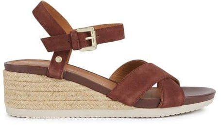 Geox D Ischia Corda C, Sandali con Zeppa, Cognac Scuro, 41 EU