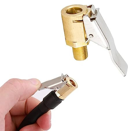 Gunwon 1Pcs Brass Tyre Valve Air Pump Clip,Air Chuck Tire Inflator Compressor Pump Connect Locking Tire Inflator Air Chuck Adapter,Car Universal Tyre Tire Inflator Valve Connector for Car Truck 8mm