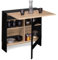 IDMarket - Konsolentisch, faltbar, EDI, 2-6 Personen, mit Aufbewahrung, Holz, schwarz, Platte in Buche-Optik, 150 x 80 cm