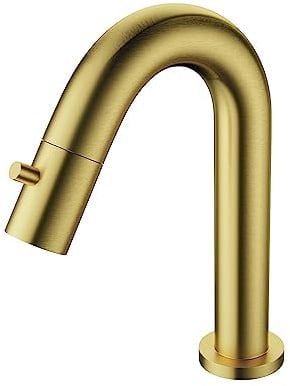 Aloni Kaltwasserhahn, Waschtischarmatur für Bad, 1/2 Zoll, Gold Gebürstet | Hohe Einhandarmatur mit Neoperl-Belüfter, ca. 19,5 cm hoch und bis zu 20 % wassersparend für Gäste-WC und Nebenraum