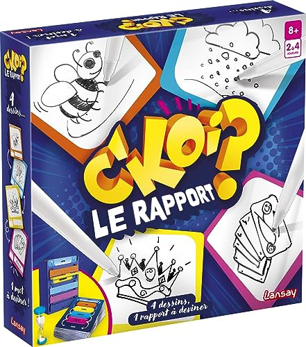 Lansay - C'KOI le Rapport - Partyspiel rund ums Zeichnen - Ab 8 Jahren | Rätselraten in der Gruppe - 200 Begriffe, 2 Stufen und 30 Sekunden pro Runde - Für 2 bis 4 Spieler - Version Française