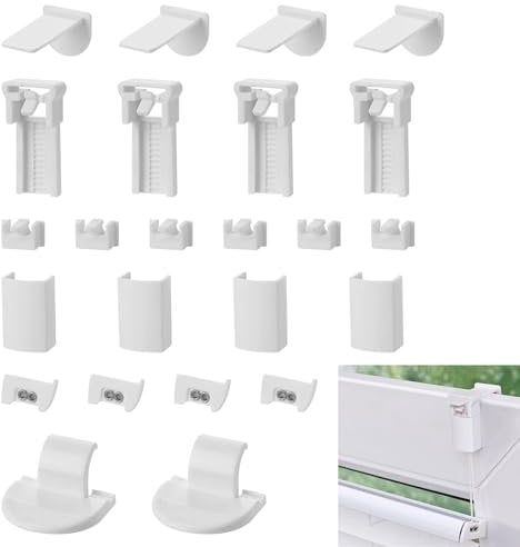 Thgtao Plissee Ersatzteile Set, 4 Kit 24 Stück Klemmträger Plissee, Plissee Ersatzteile Klemmträger, Plissee Klemmträger Zubehör Klemmfix Halterung, Bohren geeignet für Plissees Montage ohne Bohren