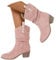 shownicer Stivaletti Corti alla Moda Pelle Scamosciata da Donna Stivali da Cowboy Autunno Inverno Moda Tacco a Blocco Stivali Corti Camoscio Stivali Casual a Tubo Medio A Rosa 41 EU