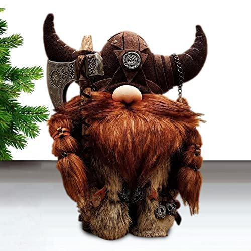 Meindin Harz Wikinger Statue, Wikinger Krieger Statue Gartenzwerg Ornament, Handgefertigter Schwedischer Wikinger Gladiator, Axt Krieger Skulptur Ornamente, Outdoor Garden Ornament