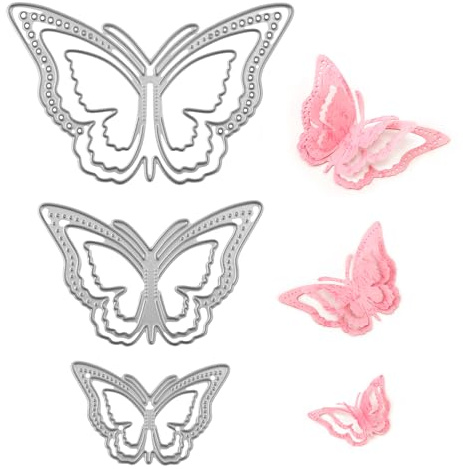 3 Pezzi Fustelle 3D In Metallo A Farfalla Per Realizzare Biglietti Per Embossing E Goffratura Decorativa Fai-Da-Te Scrapbooking