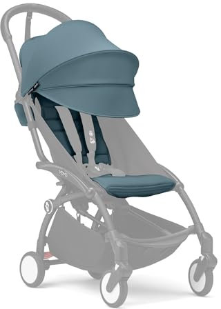 Stokke YOYO Pack couleur 6+ dès 6 mois, Aqua - Textiles uniquement : Coussin d’assise, capote extensible avec fenêtre et pochette arrière zippée - Requiert le châssis YOYO (vendu séparément)