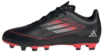 adidas Unisex Kids F50 Club Football Boots FG/MG Kids, Core Black/Iron Metallic/Lucid Red, 5.5 UK