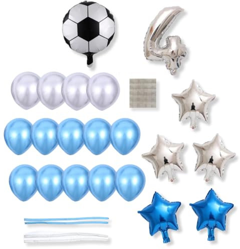 DIWULI Fussball Geburtstag Zahl 4 - Ballon-Set Luftballons