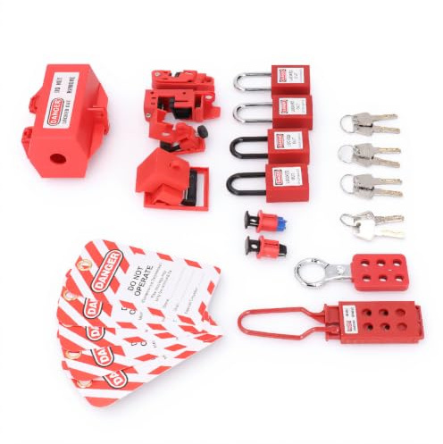 Lock Out Tagout Kits Elektrisch, Lockout Tagout Kit, Schließbügel, Lockout Loto Sicherheitsschlösser, Hängeetiketten, Schlüssel und Aufbewahrungstasche