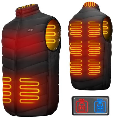 XINSONYUELL Beheizbare Weste für Herren Damen, Heizweste mit 9 Zonen Heizung, 3 Einstellbar Temperatur, Beheizbare Jacke Wärmeweste für Winter(ohne Powerbank & Akku)
