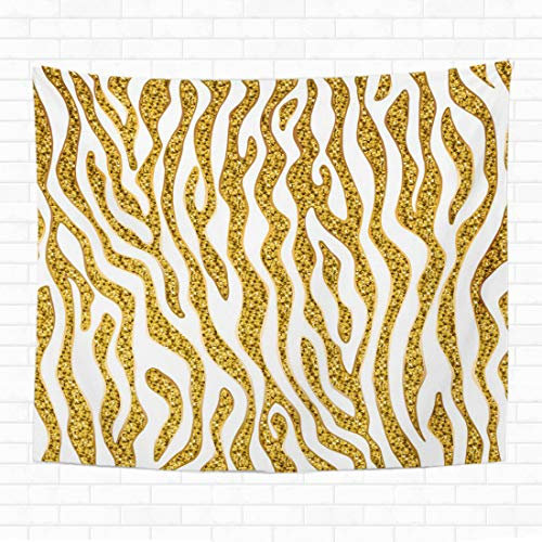 614 Wandtuch Abstrakte Zebrahaut Auf Schwarzem Gepardengold Afrika Afrika Landschaft Wandtücher Waschbar Strandtuch, Für Wohnheim, Wohnzimmer, 100x150cm