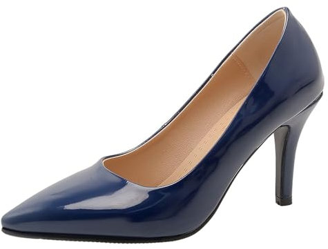 Asterisco Zapatos de Salón de Mujer Tacón Alto Zapatos Puntiagudo Sin Cordones Sencillo Zapatos de Fiesta, N71978Kl Dark-Azul Talla 47 EU/49Cn