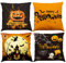 WROYGVY Halloween Kissenbezug 45 x 45 cm,Halloween Kissen 4er Set,Orange and Black Baumwolle Leinen dekokissen Halloween deko für Wohnzimmer Sofa Garten dekokissen Halloween Dekoration