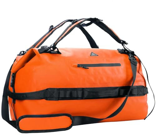 Haimont wasserdichter Rucksack, vielseitig wasserdicht Tasche, Dry Bag komfortabel, RollTop, Strand, Boot, Kanu, Paddel, Kajak, Camping, Angeln, Motorrad, 60L/Orange