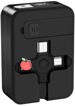 Vuanke 3 in 1 Multi Charger Cable for iPhone Charger with Phone Stand Portable Retractable Fast Charging Cord USB to iOS/Type C/Micro USB Adapter Samsung Charge Cable,Black