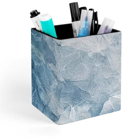 NTVOWPZO Porte-stylo en cuir synthétique pour bureau - Pot à crayons esthétique pour bureau et maquillage - Fournitures de bureau - Pétales de la Reine des Neiges - Bleu