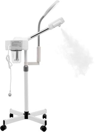 2 in 1 Profi Gesichtsdampfer, Gesichts-Sprayer mit 5× Lupenleuchte und 8500K LED Gesichtssauna Verdampfer Dampfgerät für Salon und Zuhause