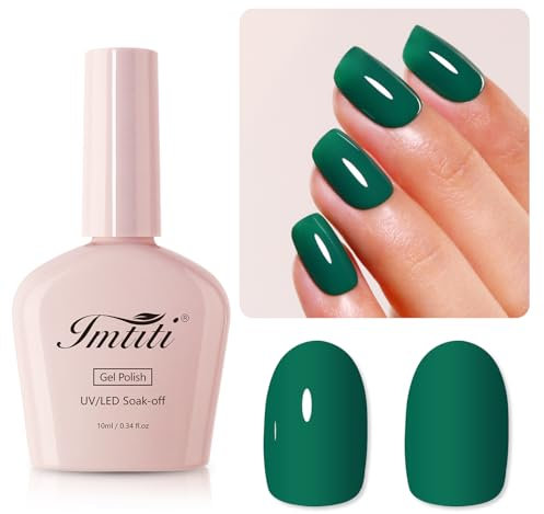 Imtiti Gel Nail Polish, Emerald Green Gel Polish Soak Off LED UV Nail Christmas Green Gel Polish DIY Nail Art Starter Manicure Salon Gel Nail Kit for Women Girl 10ML