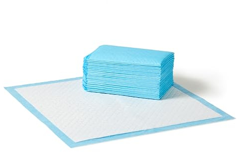 Amazon Basics Heavy Duty Dog and Puppy Training Pads, Leakproof with Quick-Dry Surface, Regular, Pack of 20, Blue & White