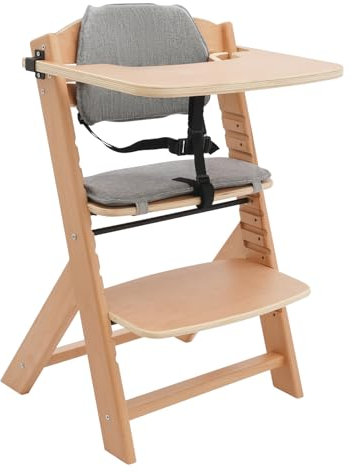 Aus Holz HochstüHle FüR Babys Und Kleinkinder Baby Breitere BodenfüßE Querstangen Kinder Kinderhochstuhl Klappbar U FöRmiges Tablett Platzsparend SchutzbüGel Schrittgurt Dem Campingplatz Holzfarbe
