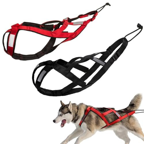 Waycin Hundegeschirr zum Ziehen, X-Rücken Mushing Husky Geschirr für große laufende Hunde, Schwarz