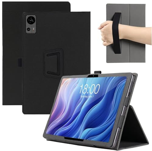 MEMELOKA Hülle für TECLAST T60 12 Zoll,Ultradünne und Leicht PU Leder Schutzhülle mit Stifthalter und Handschlaufe [Klappfunktion], Schwarz