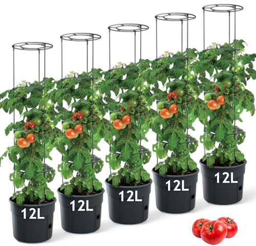 MELTOM Tomatenpflanztopf mit Rankhilfe – Ideal für die Tomatenzucht, Pflanzenaufzucht-Turm mit Stütze für stabile Pflanzen, erhältlich in 3 Größen: 12L, 18L, 28L. (5, 12 L)