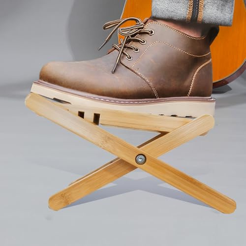 Gitarren-Fußhocker – Bambus-Gitarren-Fußstütze, mit 4 Gängen, verstellbar, faltbar, Gitarren-Fußhocker, Fußstütze von 11,4 cm bis 20,3 cm, für klassische akustische und elektrische Gitarren