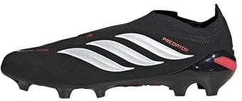 adidas Unisex Predator League Laceless Firm Ground Football Boots Shoes, Core Black/FTWR White/Lucid Red, 43 1/3 EU
