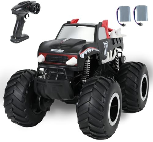 Ulikey Macchina Telecomandata, Auto Telecomandata 4WD con 3 Batterie, 2,4 GHz Monster Truck Telecomandato, Rotazione a 360°Auto Radiocomandata, Giochi Esterno Regalo, per Bambini e Adulti (Rosso)