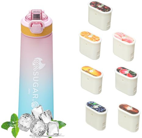 KOBONA Air Gourde 900ML avec 7 sul Saveur Gout Pods Air Gourde Up Bouteille Sport Parfumée, Sans BPA, 0 Sucres, Tritan Bouteille d'eau pour et en Plein Air Gym