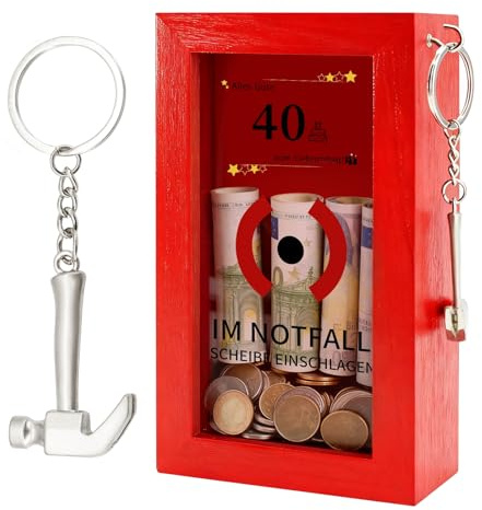 lafo Notfallbox mit Hammer Personalisierte Geschenkbox für Geldgeschenke,Geschenk,Lustige Holzkiste für Euro Scheine Süßigkeiten Kreatives DIY Geschenk für Geburtstag, Hochzeit, Jubiläum (40 Jahre)